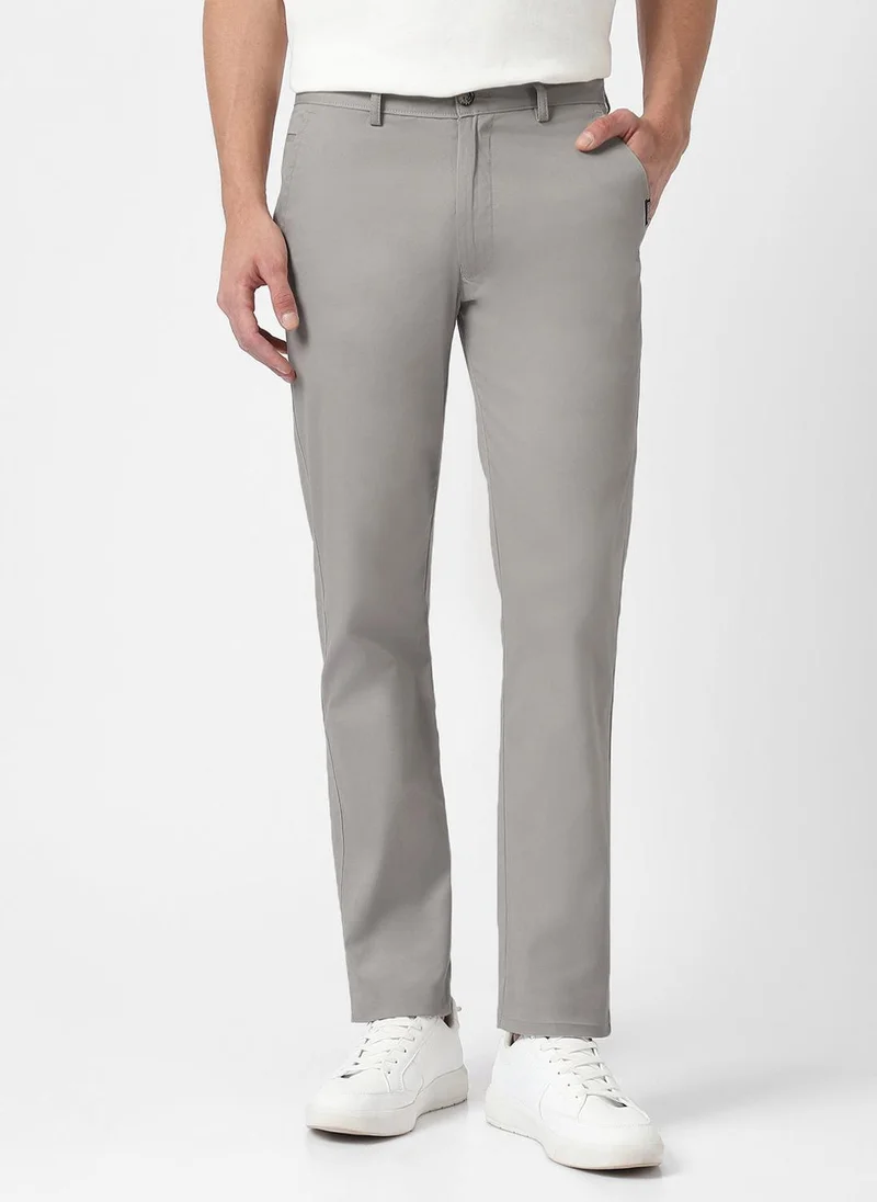 أوربانو فاشن Urbano Fashion Men's Grey Cotton Slim Fit Casual Chinos Trousers
